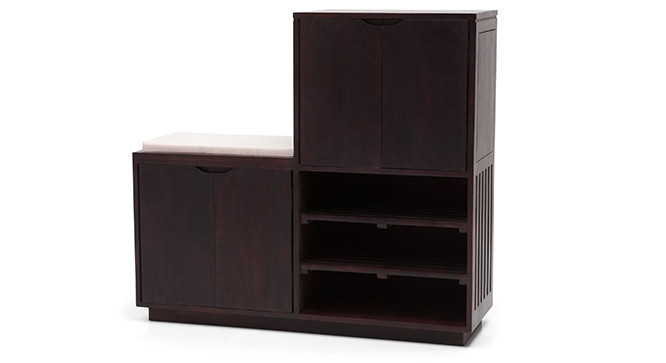 Wellington Shoe Rack & Bench (Dark Walnut)